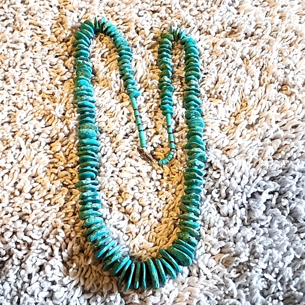 Turquoise 32 inch beaded necklace